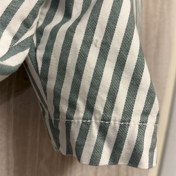 ON 12 Teal White Vertical Stripes 6.5” Mid Rise Everyday Cotton Shorts - Picture 12 of 12